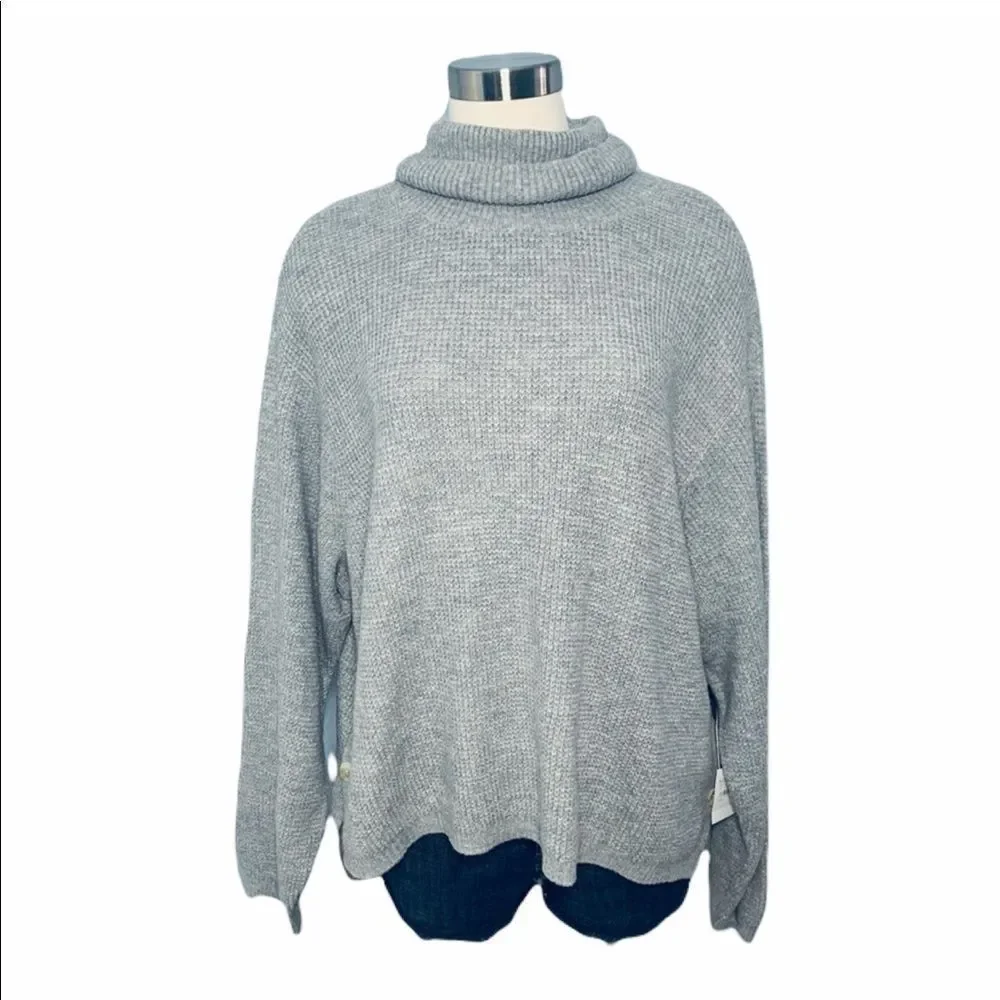 NWT 1. State Side Button Waffle Weave Turtleneck - Picture 5 of 14